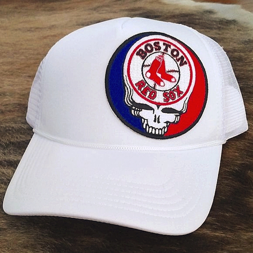 Custom Boston Red Sox Grateful Dead Snapback Trucker Hat